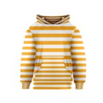 Horizontal Stripes - White and Dark Tangerine Orange Kid s Pullover Hoodie