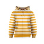 Horizontal Stripes - White and Dark Tangerine Orange Kid s Zipper Hoodie