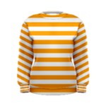 Horizontal Stripes - White and Dark Tangerine Orange Women s Sweatshirt