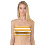 Horizontal Stripes - White and Dark Tangerine Orange Bandeau Top