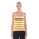 Horizontal Stripes - White and Dark Tangerine Orange Spaghetti Strap Top