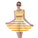 Horizontal Stripes - White and Dark Tangerine Orange Skater Dress