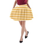 Horizontal Stripes - White and Dark Tangerine Orange A-Line Pocket Skirt