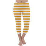 Horizontal Stripes - White and Dark Tangerine Orange Capri Winter Leggings