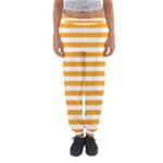 Horizontal Stripes - White and Dark Tangerine Orange Women s Jogger Sweatpants