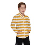 Horizontal Stripes - White and Dark Tangerine Orange Wind Breaker (Kids)
