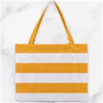 Horizontal Stripes - White and Dark Tangerine Orange Mini Tote Bag