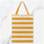 Horizontal Stripes - White and Dark Tangerine Orange Classic Tote Bag