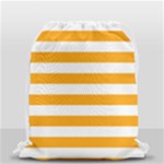 Horizontal Stripes - White and Dark Tangerine Orange Drawstring Bag (Small)