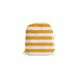 Horizontal Stripes - White and Dark Tangerine Orange Drawstring Pouch (XS)