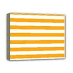 Horizontal Stripes - White and Dark Tangerine Orange Deluxe Canvas 14  x 11  (Stretched)