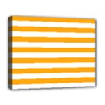 Horizontal Stripes - White and Dark Tangerine Orange Deluxe Canvas 20  x 16  (Stretched)