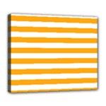 Horizontal Stripes - White and Dark Tangerine Orange Deluxe Canvas 24  x 20  (Stretched)