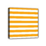 Horizontal Stripes - White and Dark Tangerine Orange Mini Canvas 4  x 4  (Stretched)