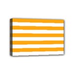 Horizontal Stripes - White and Dark Tangerine Orange Mini Canvas 6  x 4  (Stretched)