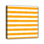 Horizontal Stripes - White and Dark Tangerine Orange Mini Canvas 6  x 6  (Stretched)
