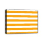 Horizontal Stripes - White and Dark Tangerine Orange Mini Canvas 7  x 5  (Stretched)