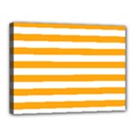 Horizontal Stripes - White and Dark Tangerine Orange Canvas 16  x 12  (Stretched)