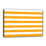 Horizontal Stripes - White and Dark Tangerine Orange Canvas 18  x 12  (Stretched)