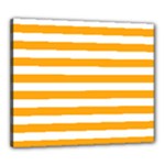 Horizontal Stripes - White and Dark Tangerine Orange Canvas 24  x 20  (Stretched)