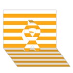 Horizontal Stripes - White and Dark Tangerine Orange Ribbon 3D Greeting Card (7x5)