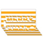 Horizontal Stripes - White and Dark Tangerine Orange Merry Xmas 3D Greeting Card (8x4)