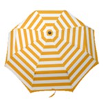 Horizontal Stripes - White and Dark Tangerine Orange Folding Umbrella