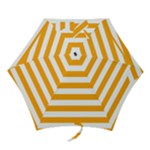 Horizontal Stripes - White and Dark Tangerine Orange Mini Umbrella