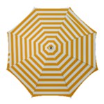Horizontal Stripes - White and Dark Tangerine Orange Golf Umbrella