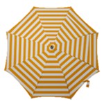Horizontal Stripes - White and Dark Tangerine Orange Hook Handle Umbrella (Medium)