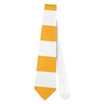 Horizontal Stripes - White and Dark Tangerine Orange Necktie (One Side)