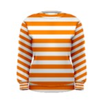 Horizontal Stripes - White and Dark Orange Women s Sweatshirt