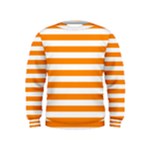 Horizontal Stripes - White and Dark Orange Kid s Sweatshirt