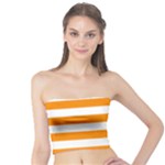 Horizontal Stripes - White and Dark Orange Tube Top