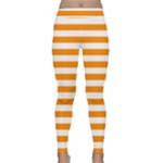 Horizontal Stripes - White and Dark Orange Yoga Leggings