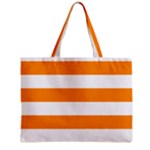 Horizontal Stripes - White and Dark Orange Zipper Mini Tote Bag