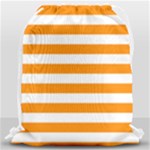 Horizontal Stripes - White and Dark Orange Drawstring Bag (Large)