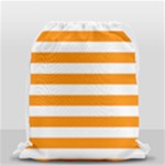 Horizontal Stripes - White and Dark Orange Drawstring Bag (Small)