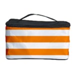 Horizontal Stripes - White and Dark Orange Cosmetic Storage Case