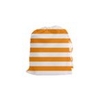 Horizontal Stripes - White and Dark Orange Drawstring Pouch (S)