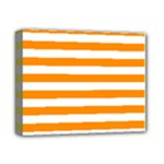 Horizontal Stripes - White and Dark Orange Deluxe Canvas 14  x 11  (Stretched)
