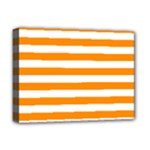 Horizontal Stripes - White and Dark Orange Deluxe Canvas 16  x 12  (Stretched)