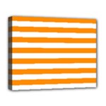 Horizontal Stripes - White and Dark Orange Deluxe Canvas 20  x 16  (Stretched)