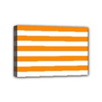 Horizontal Stripes - White and Dark Orange Mini Canvas 6  x 4  (Stretched)