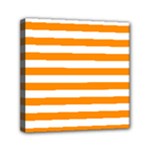 Horizontal Stripes - White and Dark Orange Mini Canvas 6  x 6  (Stretched)