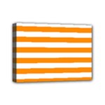 Horizontal Stripes - White and Dark Orange Mini Canvas 7  x 5  (Stretched)