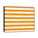 Horizontal Stripes - White and Dark Orange Canvas 10  x 8  (Stretched)