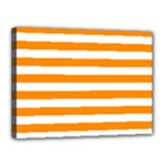 Horizontal Stripes - White and Dark Orange Canvas 16  x 12  (Stretched)