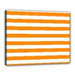 Horizontal Stripes - White and Dark Orange Canvas 20  x 16  (Stretched)
