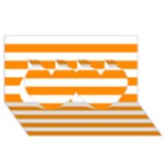 Horizontal Stripes - White and Dark Orange Twin Hearts 3D Greeting Card (8x4)